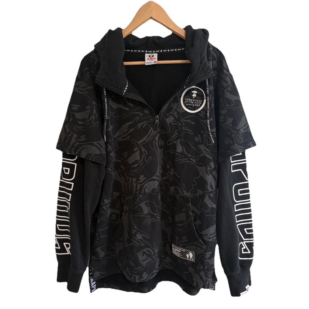 AAPE By A Bathing Ape Camo Hoodie Somewhere In The Universe Black 3XL Fits US LG